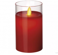 Κόκκινο διακοσμητικό κερί σε ποτήρι  5×12,5cm, λειτ με 2× AA